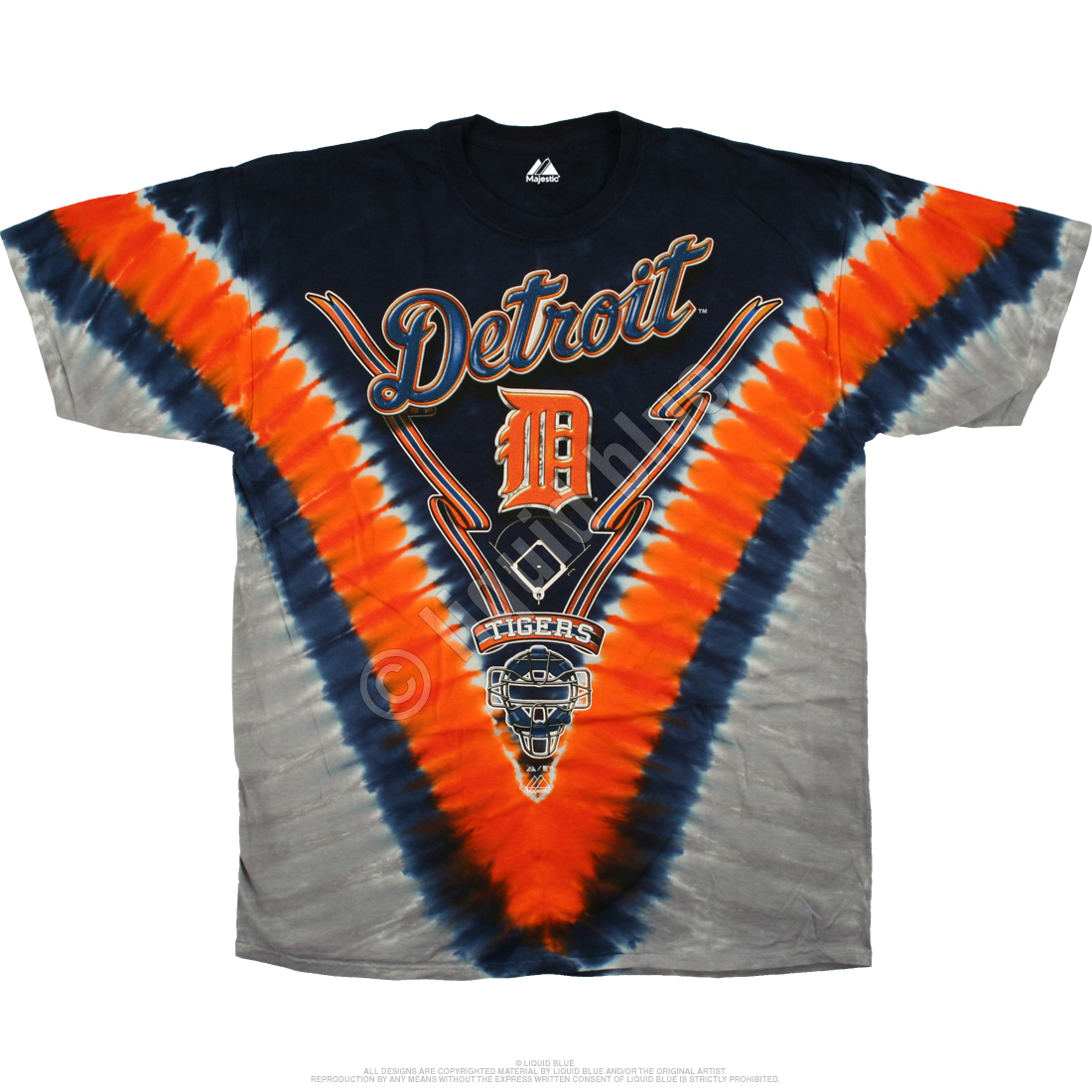 Vtg Detroit Tigers MLB Tie Dye Shirt Blue Orange Mens Size XXL 