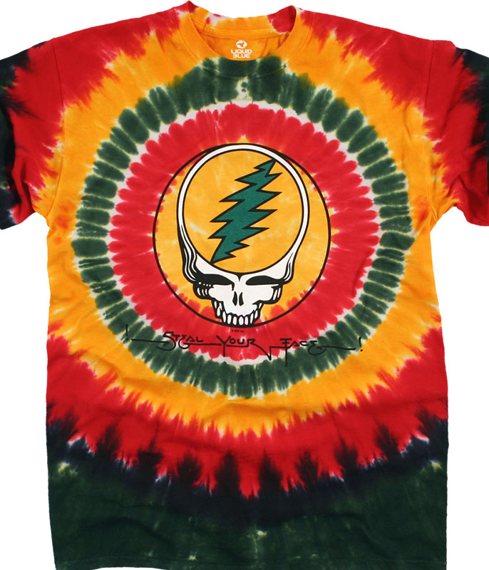 Grateful Dead Rasta SYF Tie-Dye T-Shirt Tee Liquid Blue