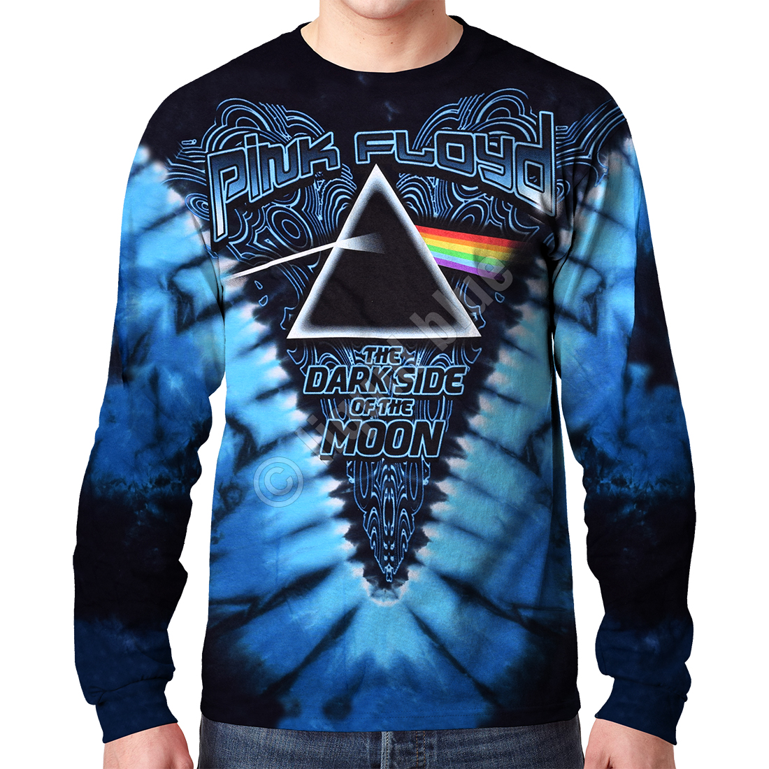 Tie-Dye Long Sleeve T-Shirt Tee Liquid Blue