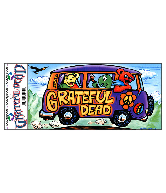 Grateful Dead GD Bears on the Bus Sticker Liquid Blue