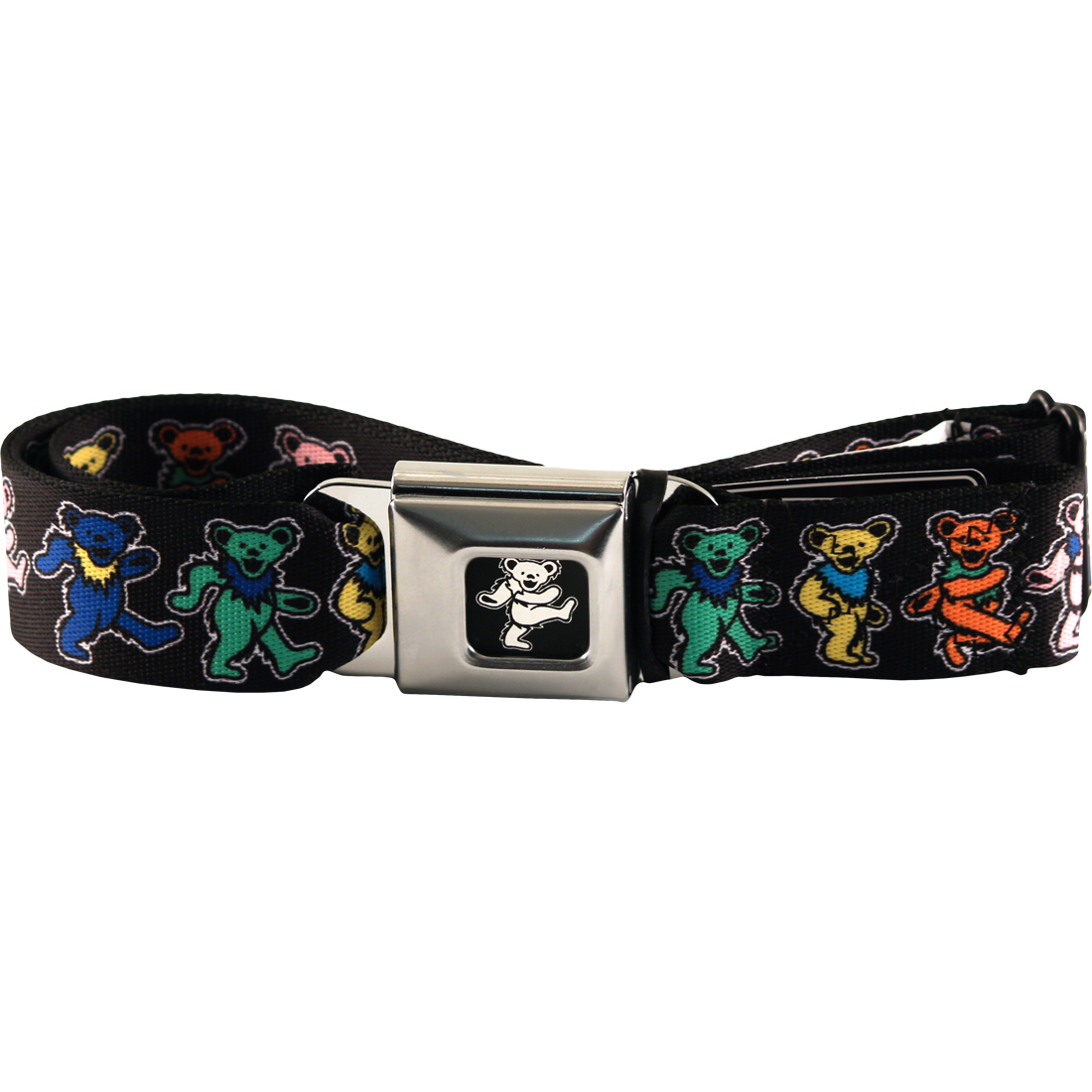 Grateful Dead Dancing Bear Adjustable Web Belt Black Small Liquid Blue