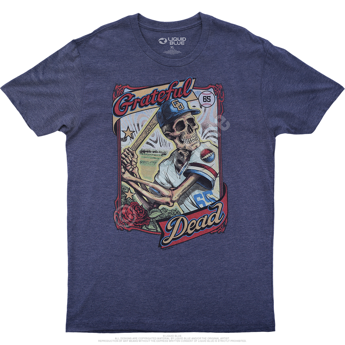 Grateful Dead on Deck Baseball Skeleton Skull Band Rock Music Mens T Shirt S-2xl - M