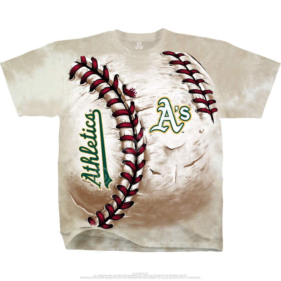 Liquid Blue Oakland Athletics Spiral Tie-Dye V-Neck Tee - Women