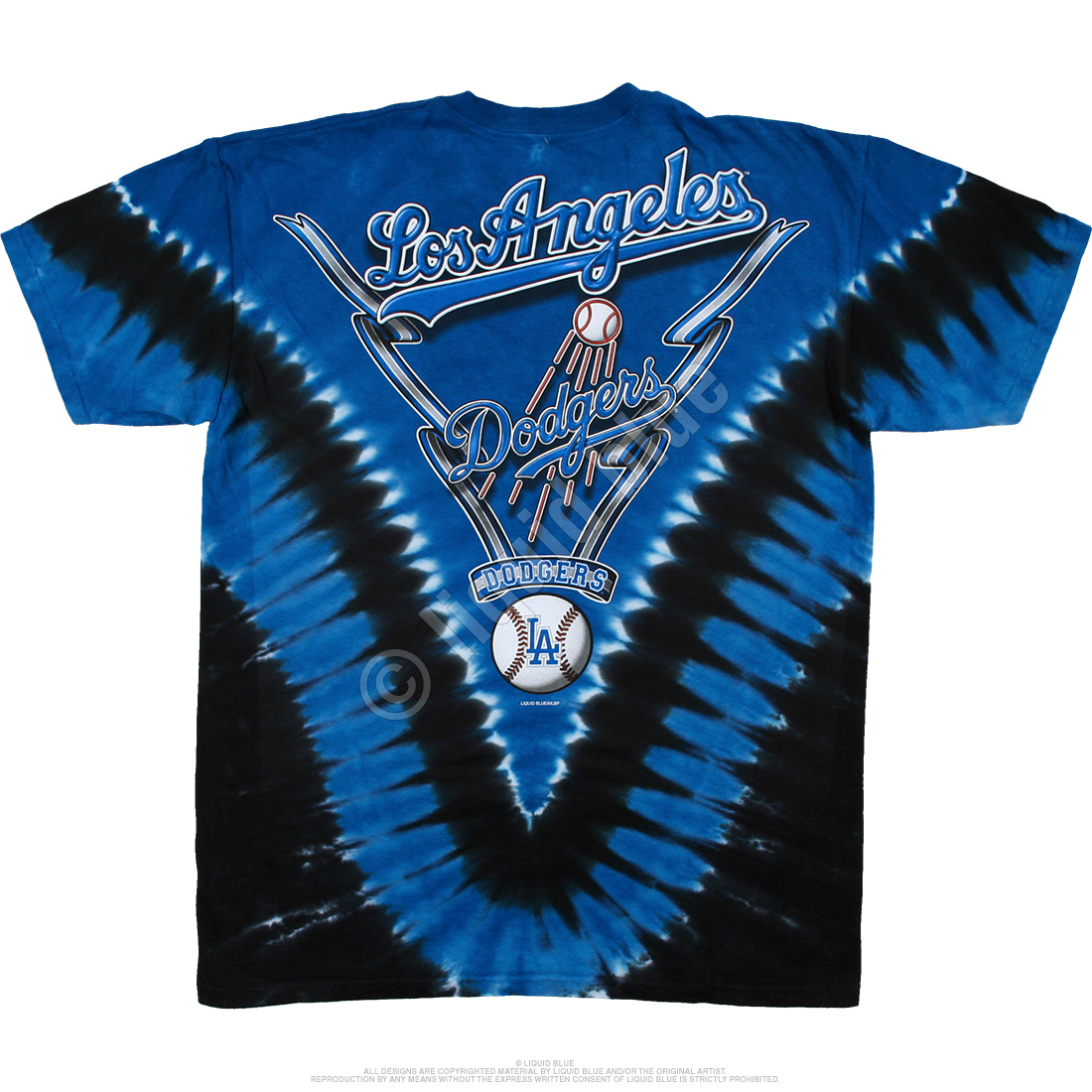 MLB Los Angeles Dodgers V Tie-Dye T-Shirt Tee Liquid Blue