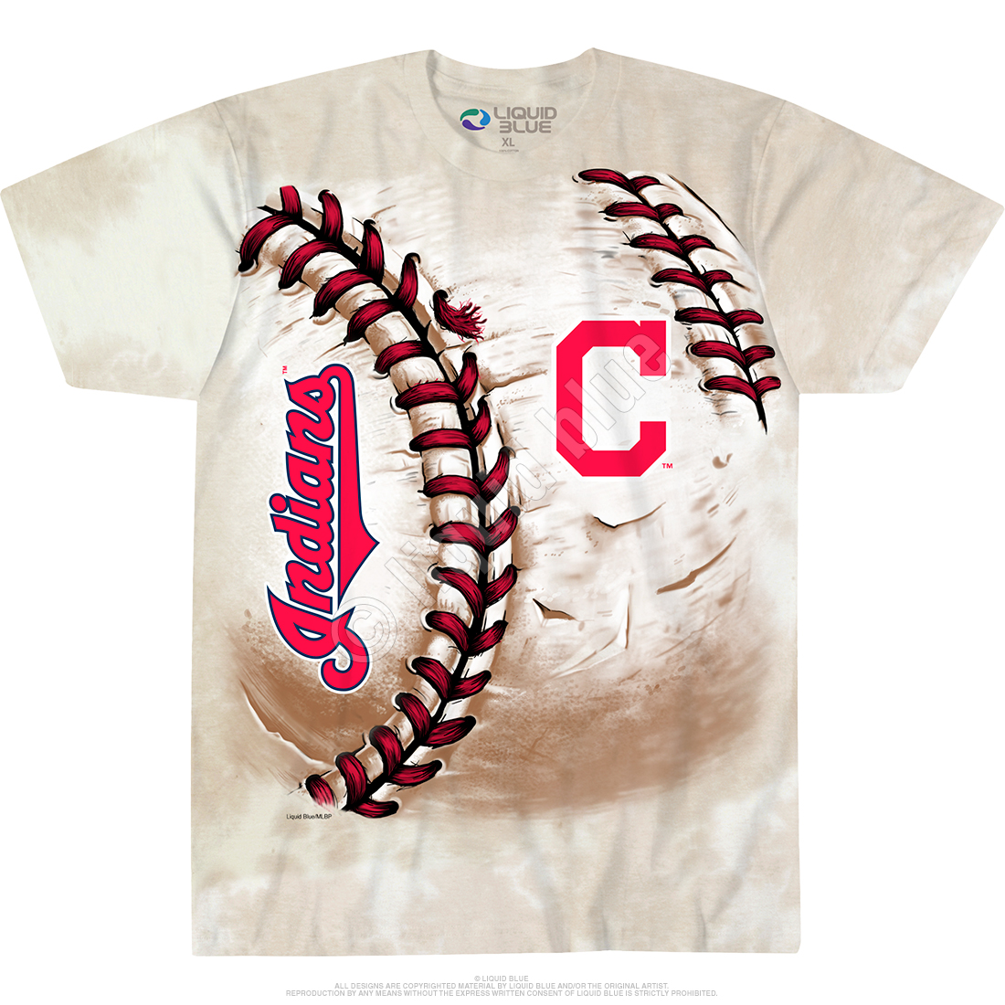 Men's Cleveland Indians Cream Hardball Tie-Dye T-Shirt