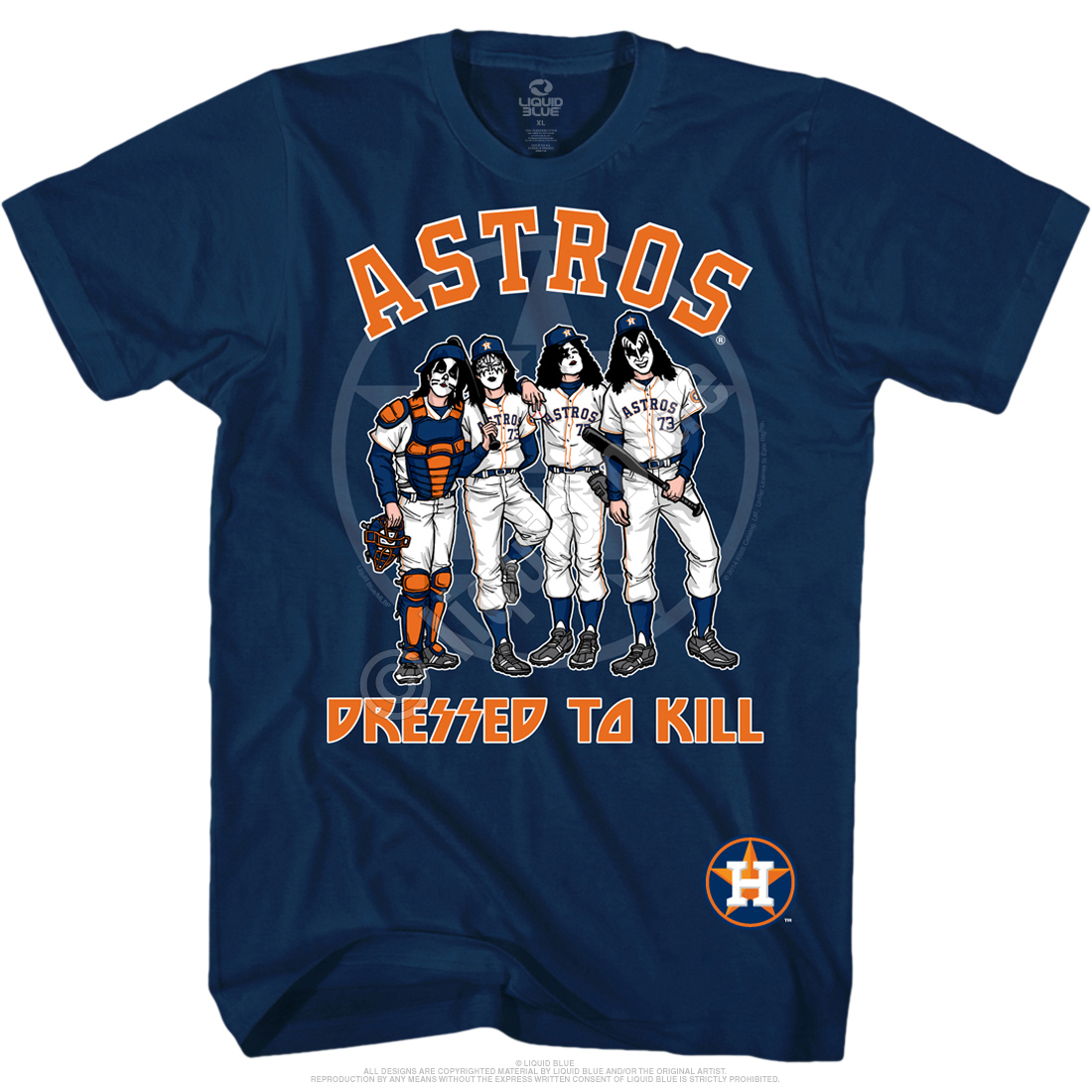 Kiss Houston Astros Dressed to Kill Navy T-Shirt