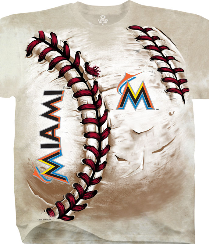 Miami Marlins Cream Hardball Tie-Dye T- Shirt Size: Medium