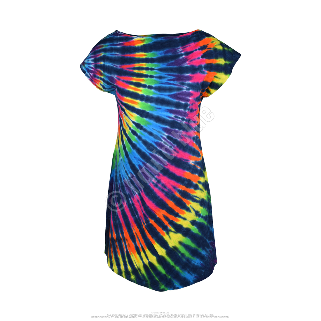 Unprinted Rainbow Black Streak Unprinted Womens Tie-Dye Sundress Tee ...