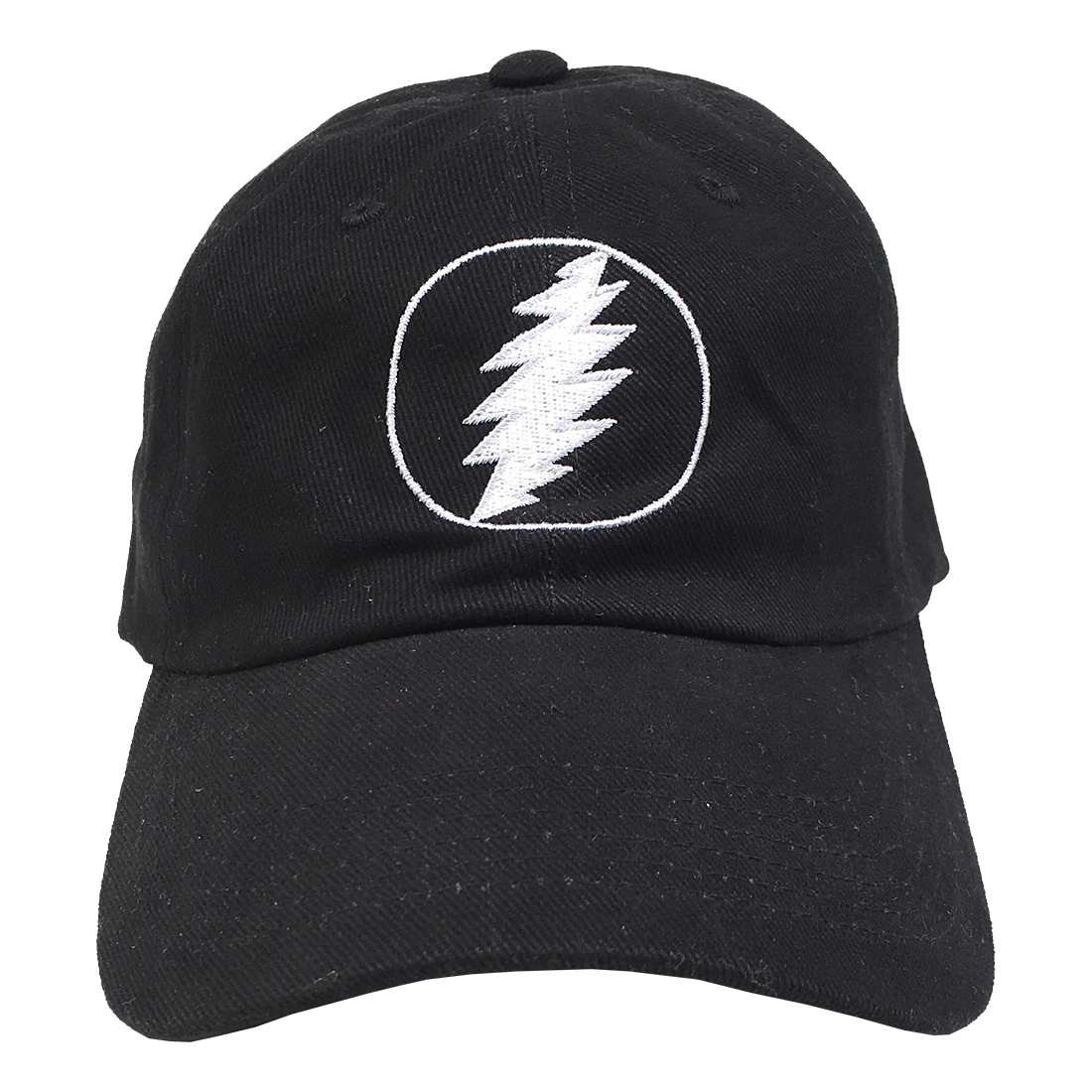 Grateful Dead GD Lightning Bolt Black Baseball Cap Liquid Blue