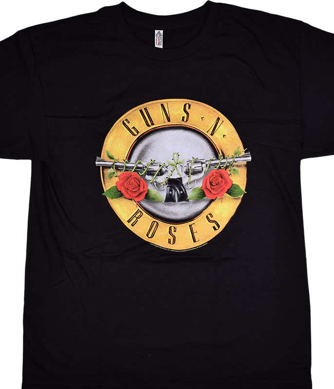 Guns N Roses GNR Bullet Logo Black T-Shirt Tee Liquid Blue