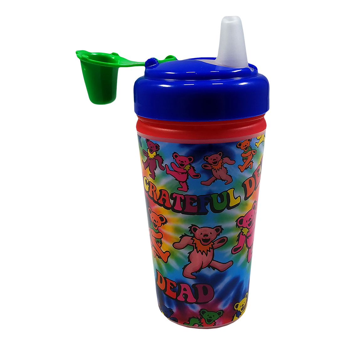 Grateful Dead GD Dancing Bears Rainbow Sippy Straw Cup Liquid Blue