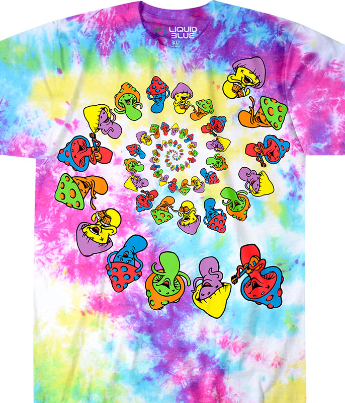 Food Mustard & Ketchup Spiral Tie-Dye T-Shirt Tee Liquid Blue