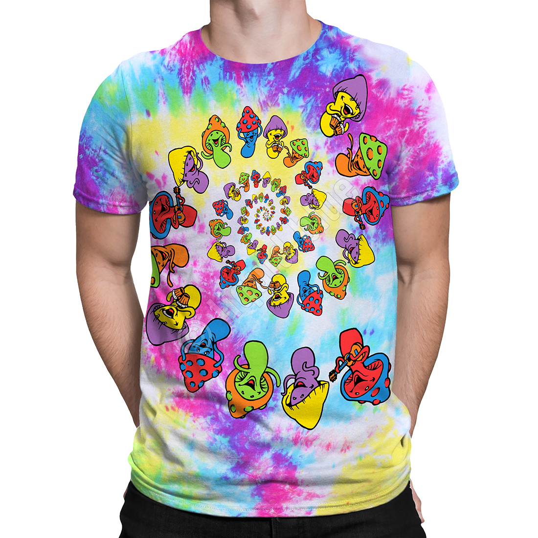 Spiral Shrooms Tie Dye T Shirt Tee Liquid Blue