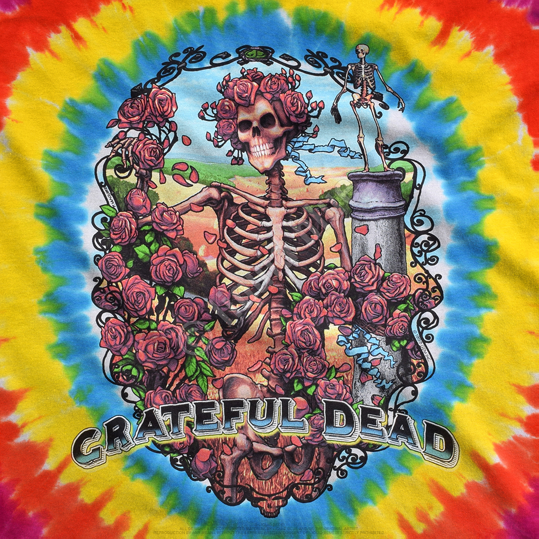 Grateful Dead Vintage Liquid Blue Tie Dye Uncle Sam Skeleton T-Shirt Mens  Medium