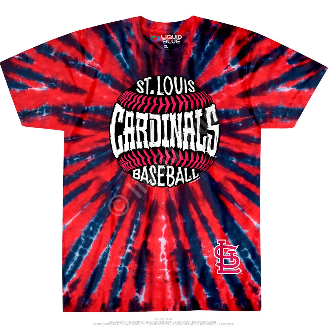 MLB St. Louis Cardinals GD Steal Your Base Tie-Dye T-Shirt Tee Liquid Blue