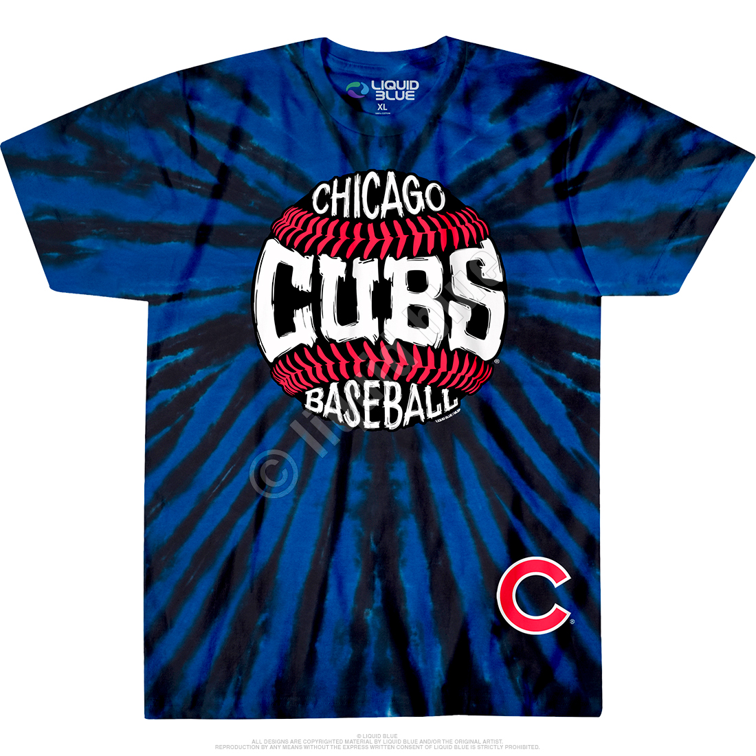 MLB Chicago Cubs GD Steal Your Base Tie-Dye T-Shirt Tee Liquid Blue