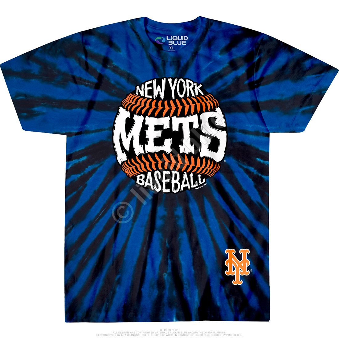 MLB New York Mets Hardball Tie-Dye T-Shirt Tee Liquid Blue