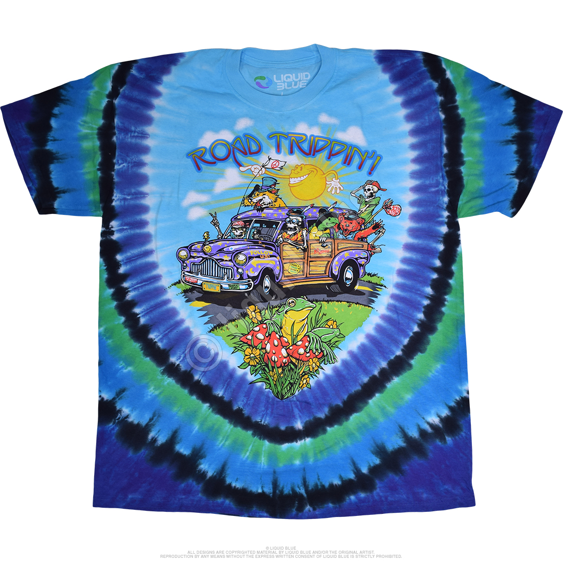 Light Fantasy Road Trippin\' Tie-Dye T-Shirt Tee Liquid Blue