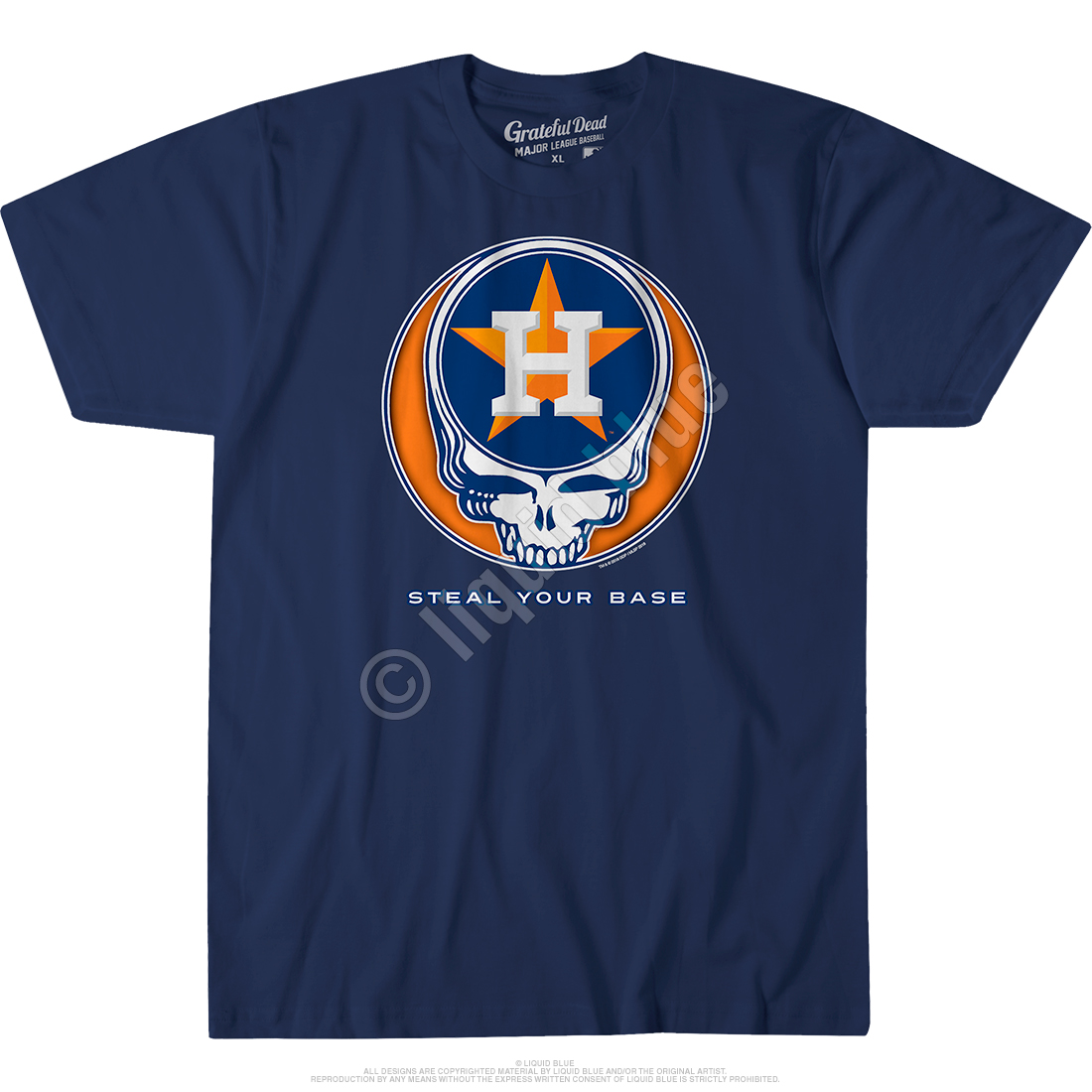 Lids Houston Astros Homage Grateful Dead Tri-Blend T-Shirt - Navy