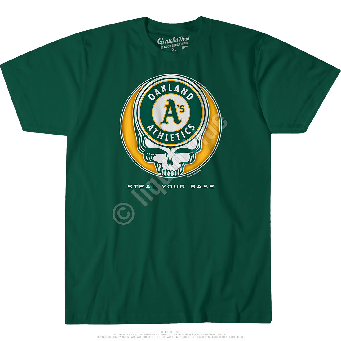 MLB Oakland Athletics GD Steal Your Base Green Athletic T-Shirt