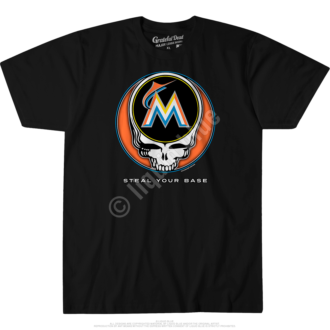 Miami Marlins Steal Your Base Black Athletic T-Shirt