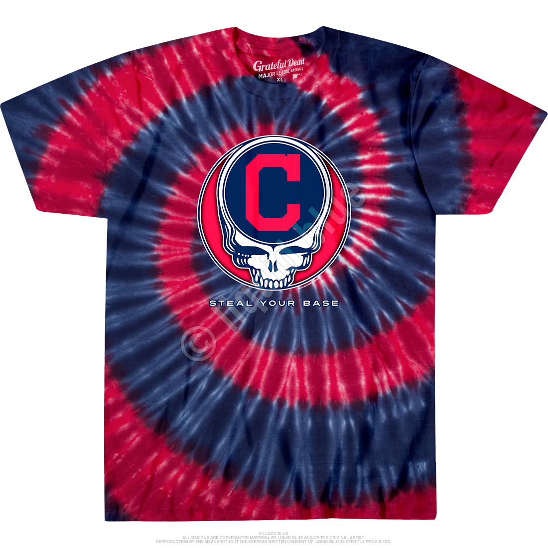 MLB Chicago Cubs GD Steal Your Base Tie-Dye T-Shirt Tee Liquid Blue