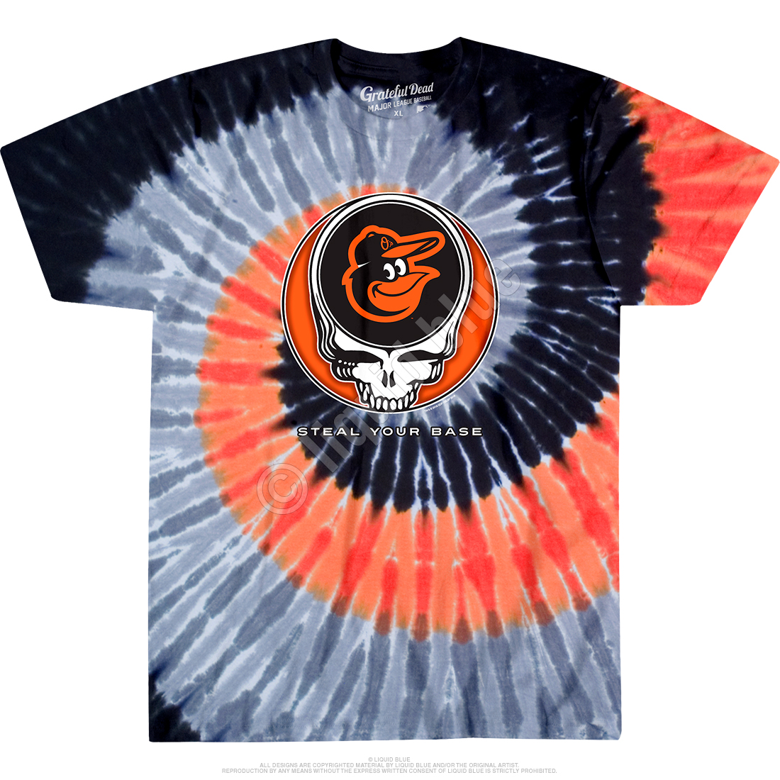 Grateful Dead Steal Your Base Spiral New York Yankees Tie Dye T-shirt