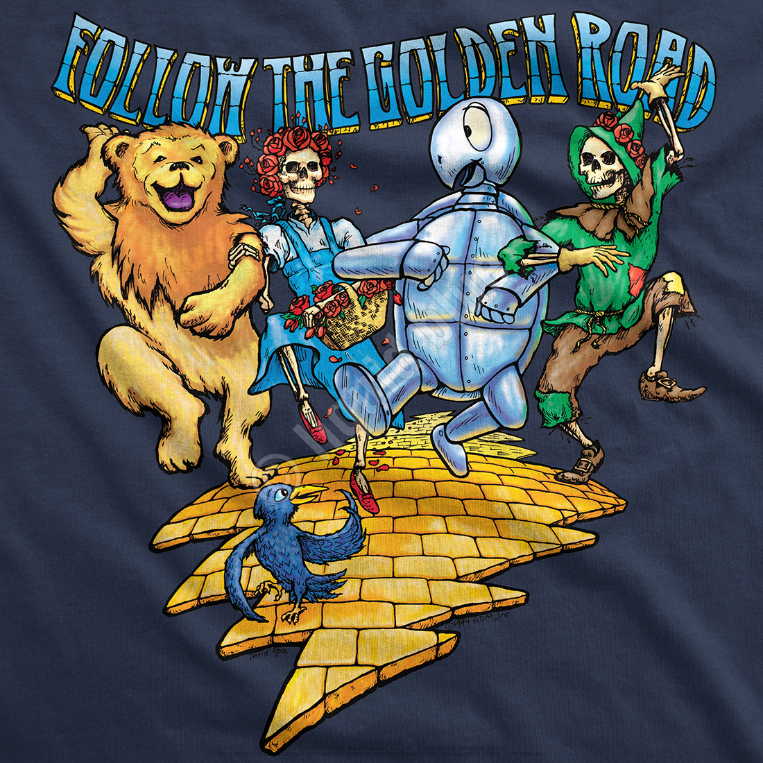 Grateful Dead Golden Road Navy T-Shirt Tee Liquid Blue