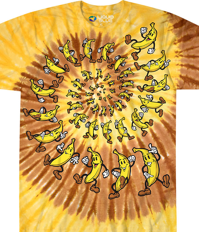 Food Mustard & Ketchup Spiral Tie-Dye T-Shirt Tee Liquid Blue