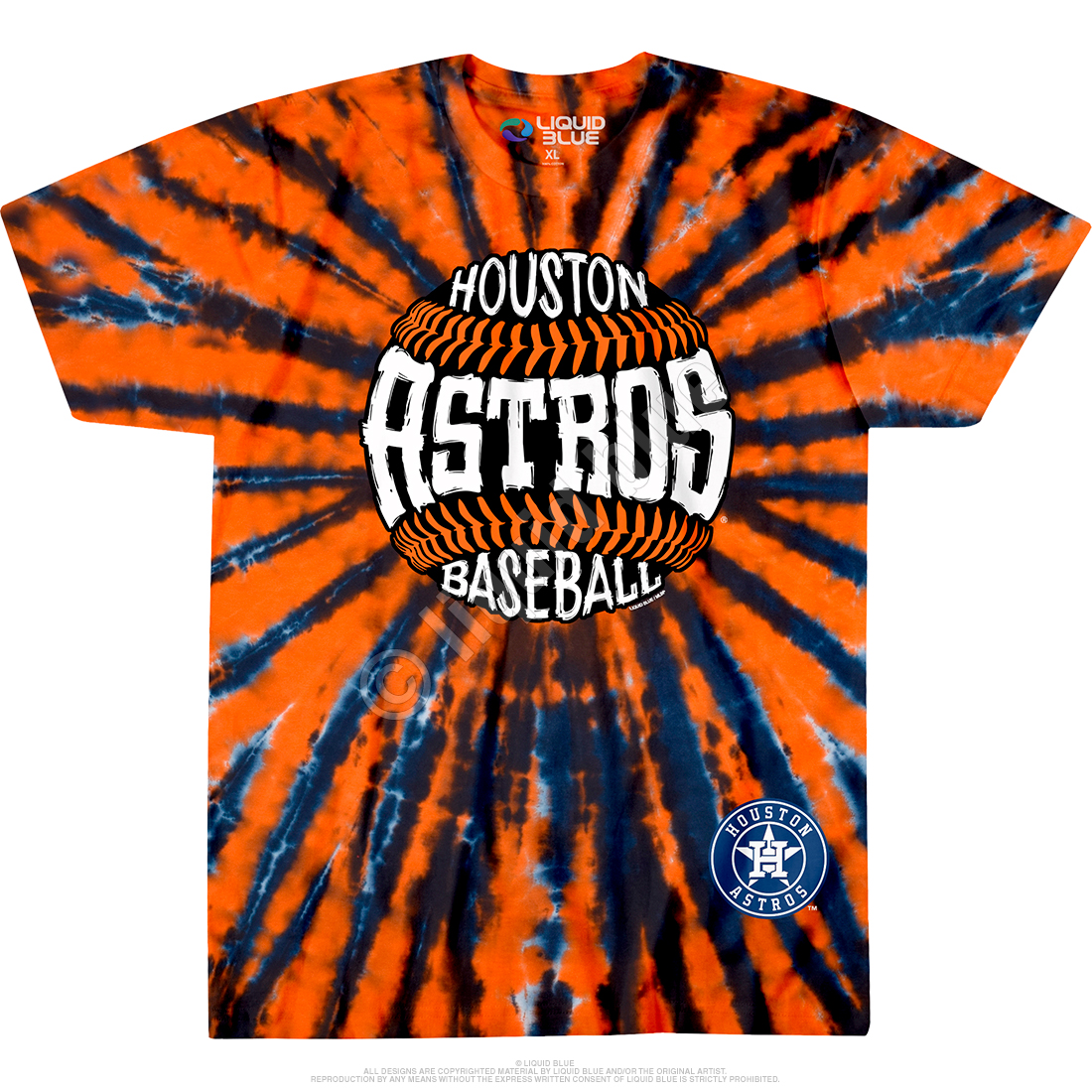 MLB Houston Astros Burst Tie-Dye T-Shirt Tee Liquid Blue