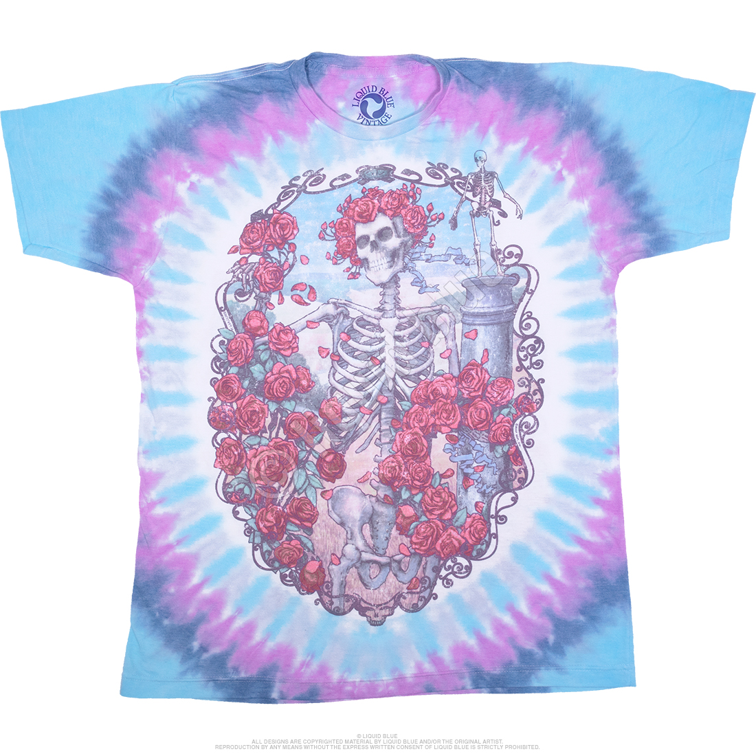 Vintage 90s Grateful Dead Band T-Shirt XL Liquid Blue Tie Dye Ski