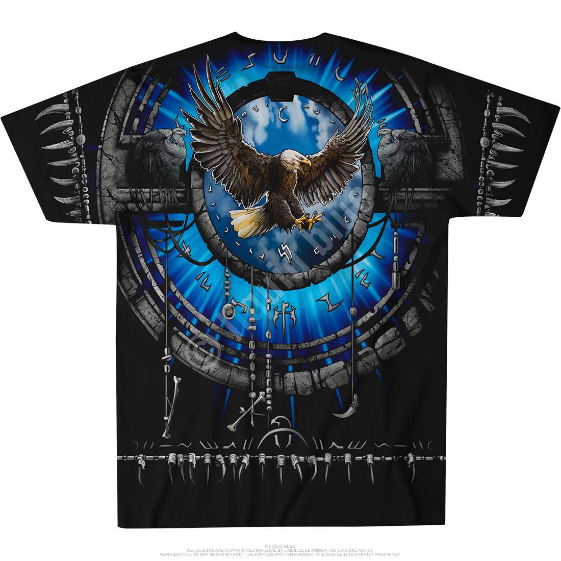 Liquid Blue Eagle Dreamcatcher Black T-Shirt - XL