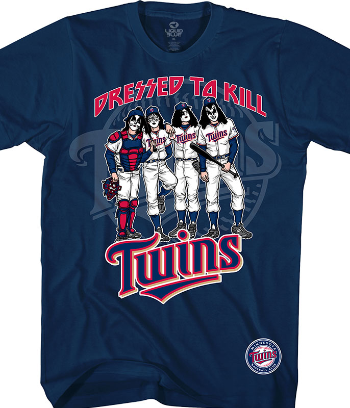 MLB Minnesota Twins KISS Dressed to Kill Navy T-Shirt Tee Liquid Blue