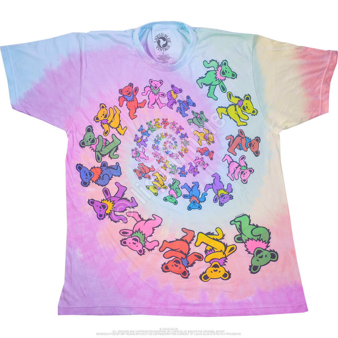 Silky Screens Grateful Dead Vintage Spiral Bears Tie-Dye T-Shirt Small