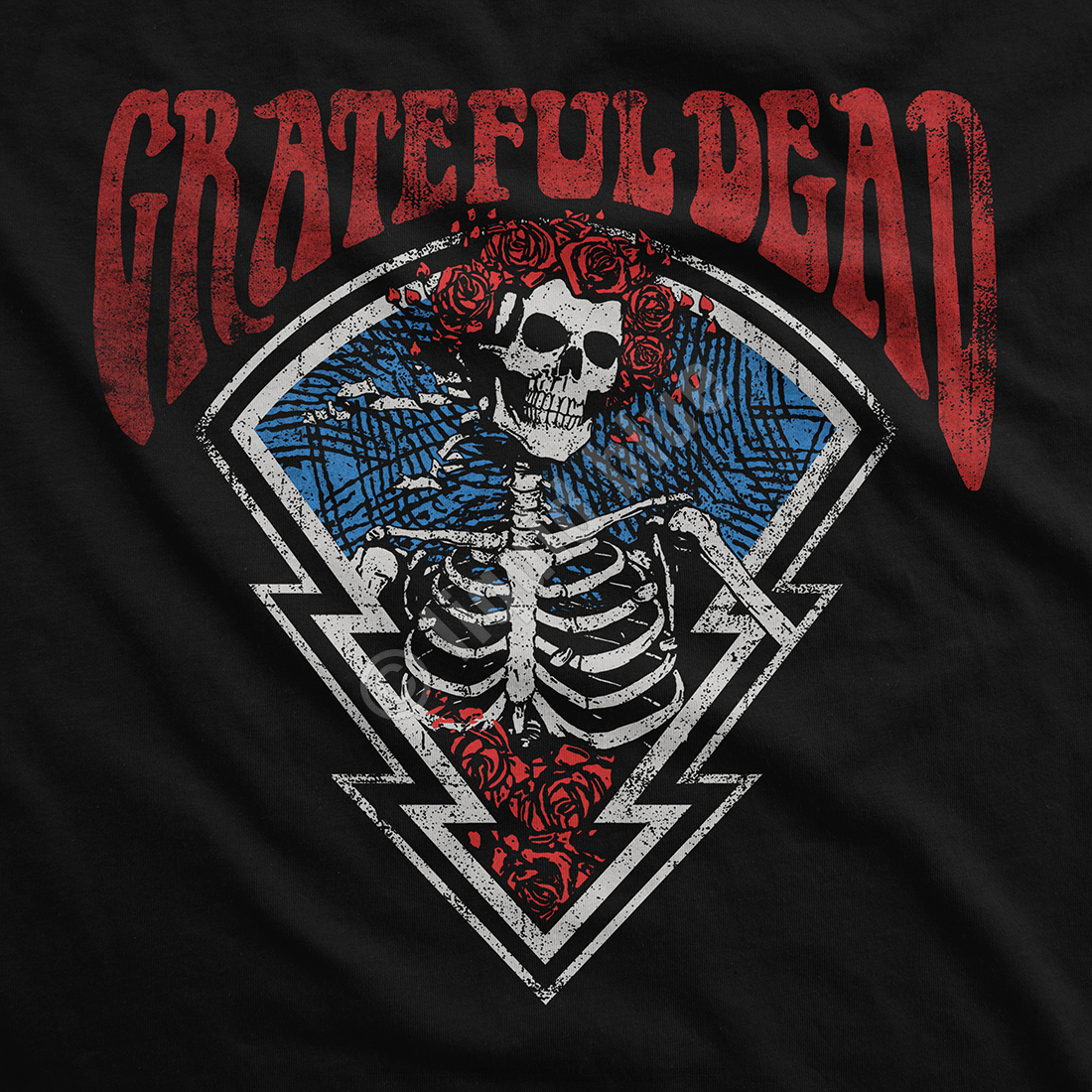 Grateful Dead Bertha Icon Black T-Shirt Tee Liquid Blue