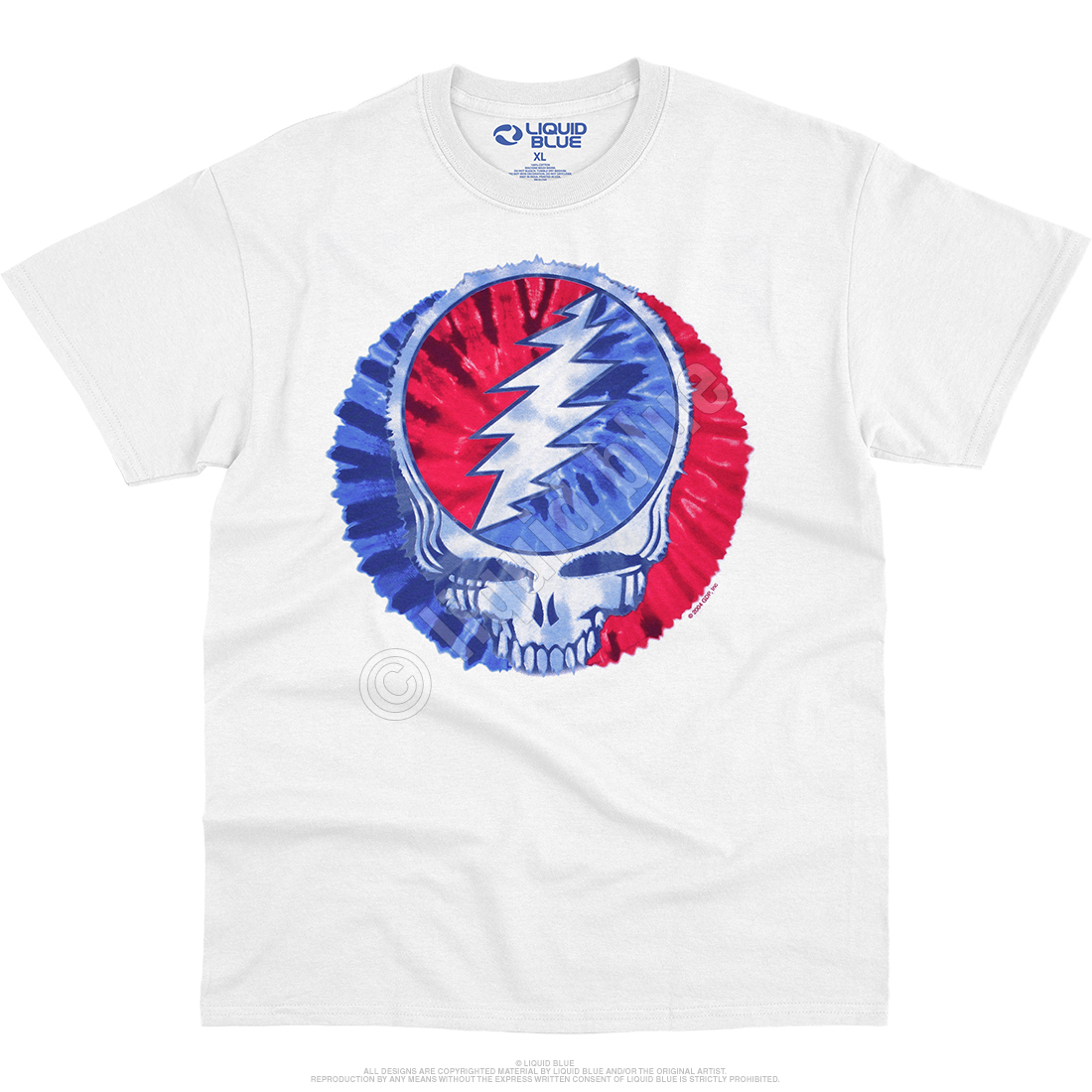 Americana Star Spangled Banner White T-Shirt Tee Liquid Blue