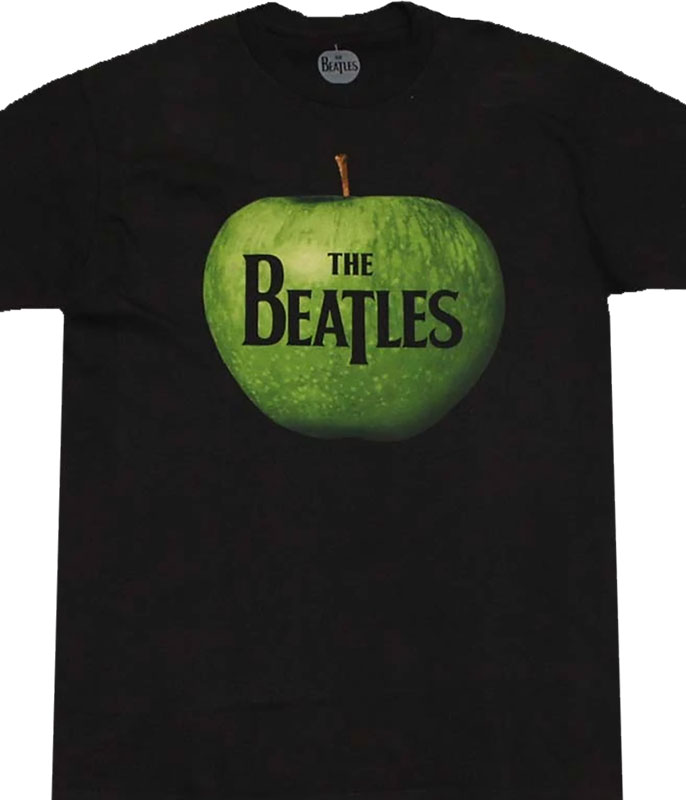 Beatles Apple Logo Black T-Shirt Tee Liquid Blue