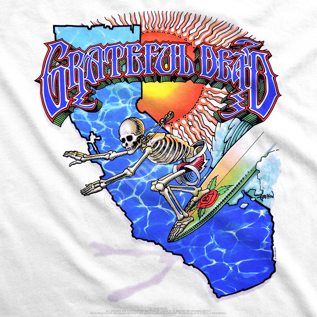 Grateful Dead - California Surfer Mens T Shirt, 2XL / White