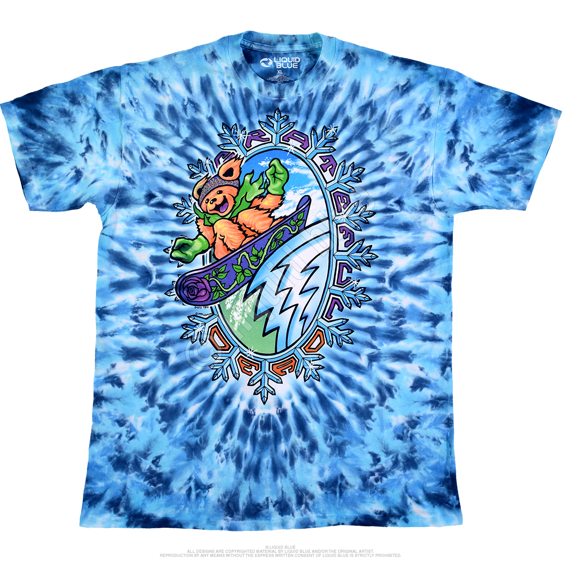 Vintage 90s Grateful Dead Band T-Shirt XL Liquid Blue Tie Dye Ski Dead  Bears