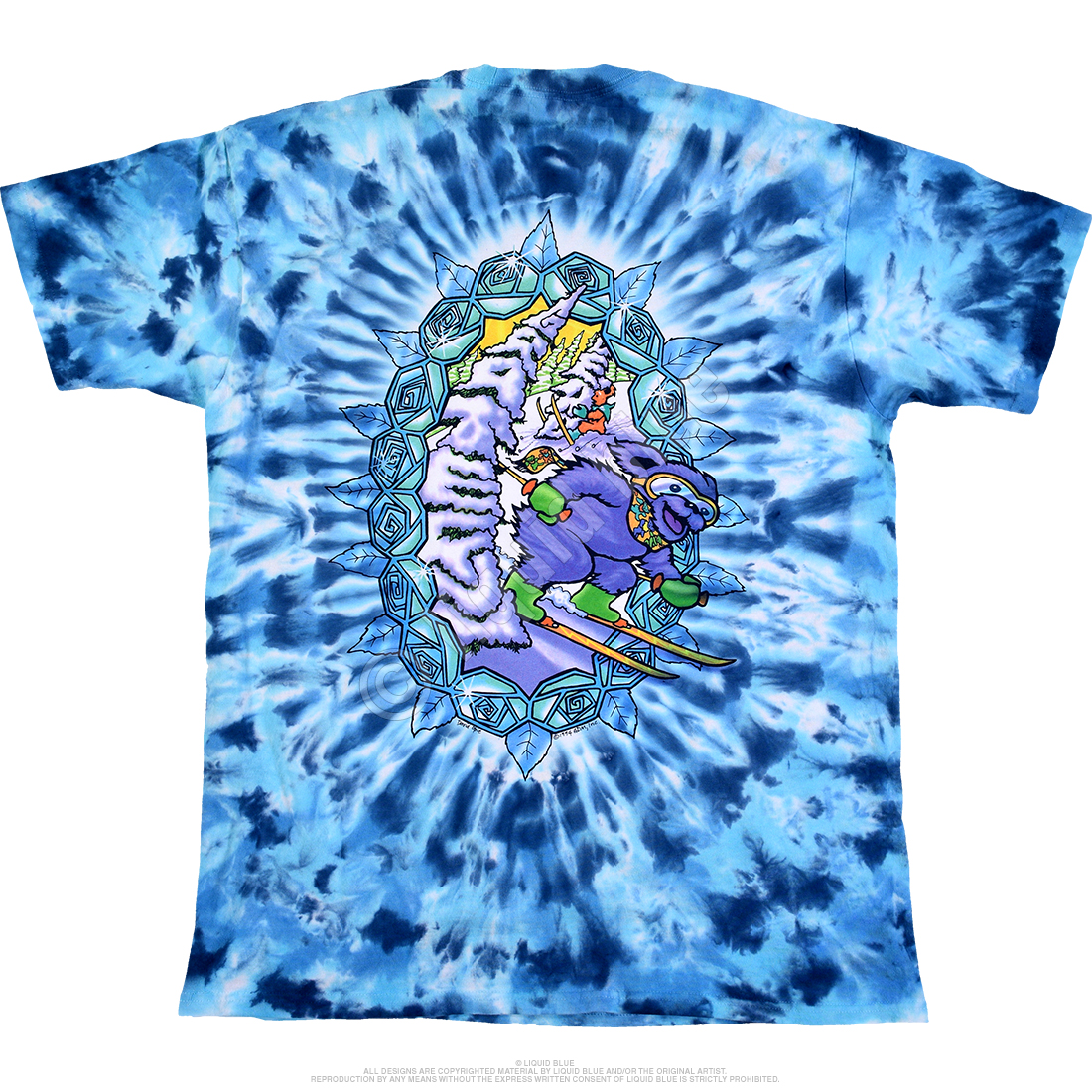 Grateful Dead Snowboard Bears Tie-Dye T-Shirt Tee Liquid Blue