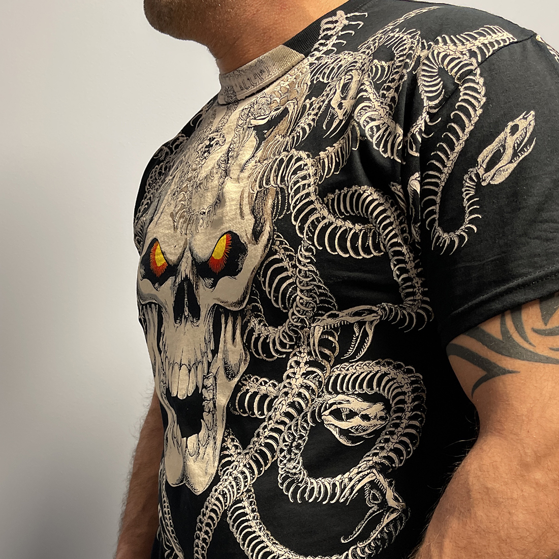 Skulls Medusa Black T-Shirt Tee Liquid Blue