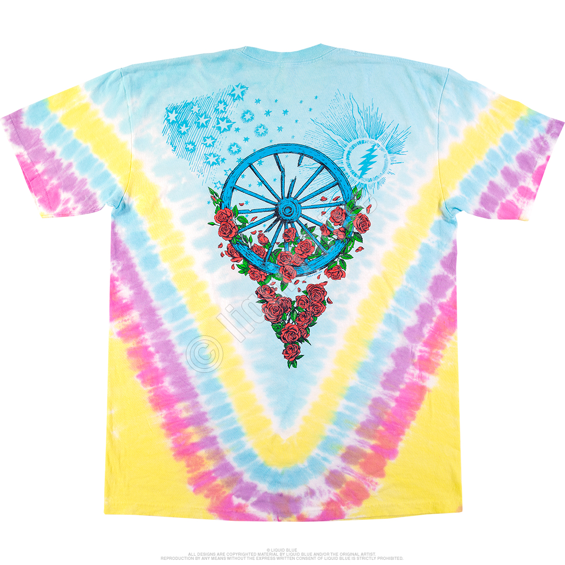 Grateful Dead Positive Vibrations Tie-Dye T-Shirt Tee Liquid Blue