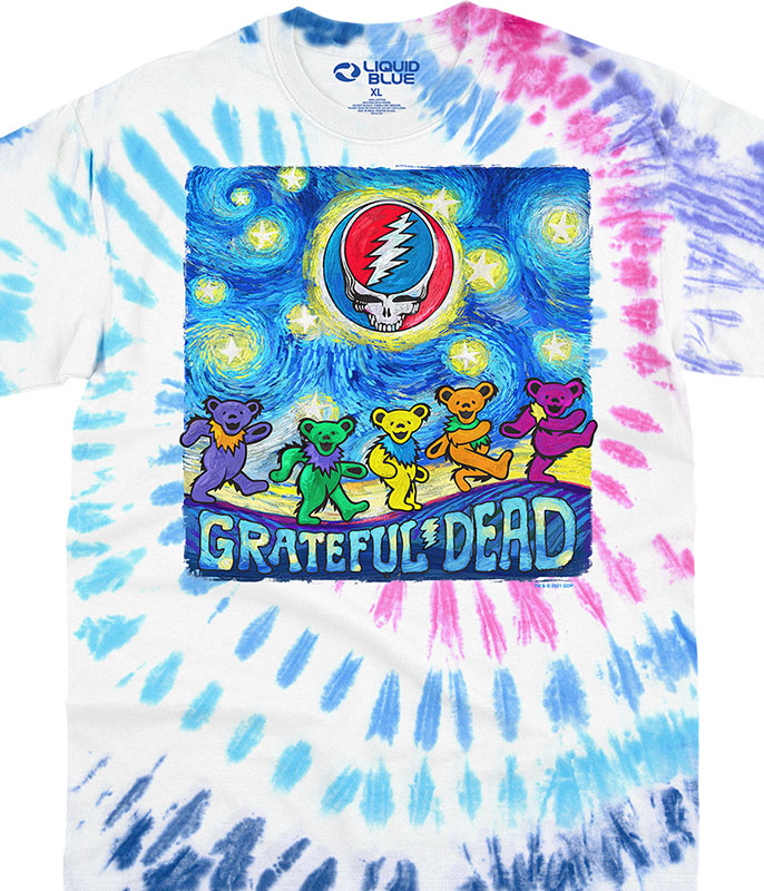 Grateful Dead Xmas Stocking Bears Green T-Shirt Tee Liquid Blue