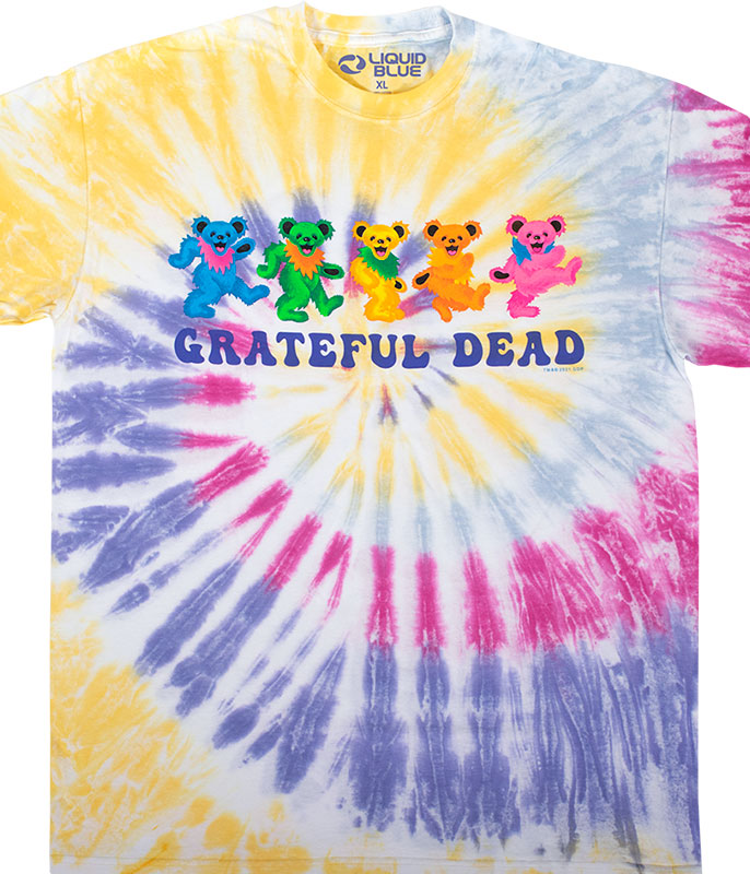 Grateful Dead Rasta Spiral Bears Tie-Dye T-Shirt - 6XL