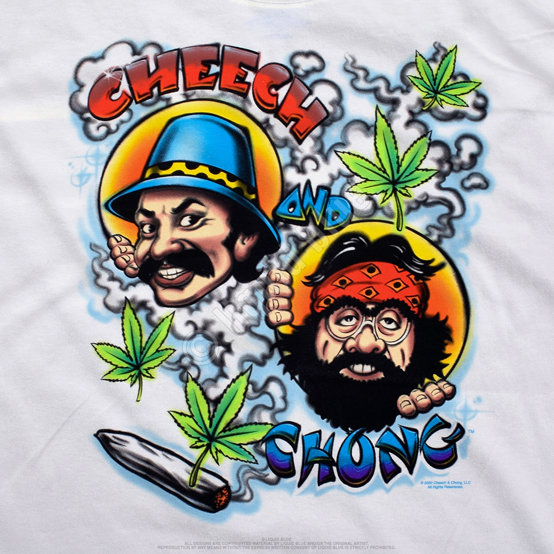 LIQUID BLUE CHEECH and CHONG TミュージックTシャツ Amazon.com: Liquid Blue Men's Cheech & Chong Airbrush, White