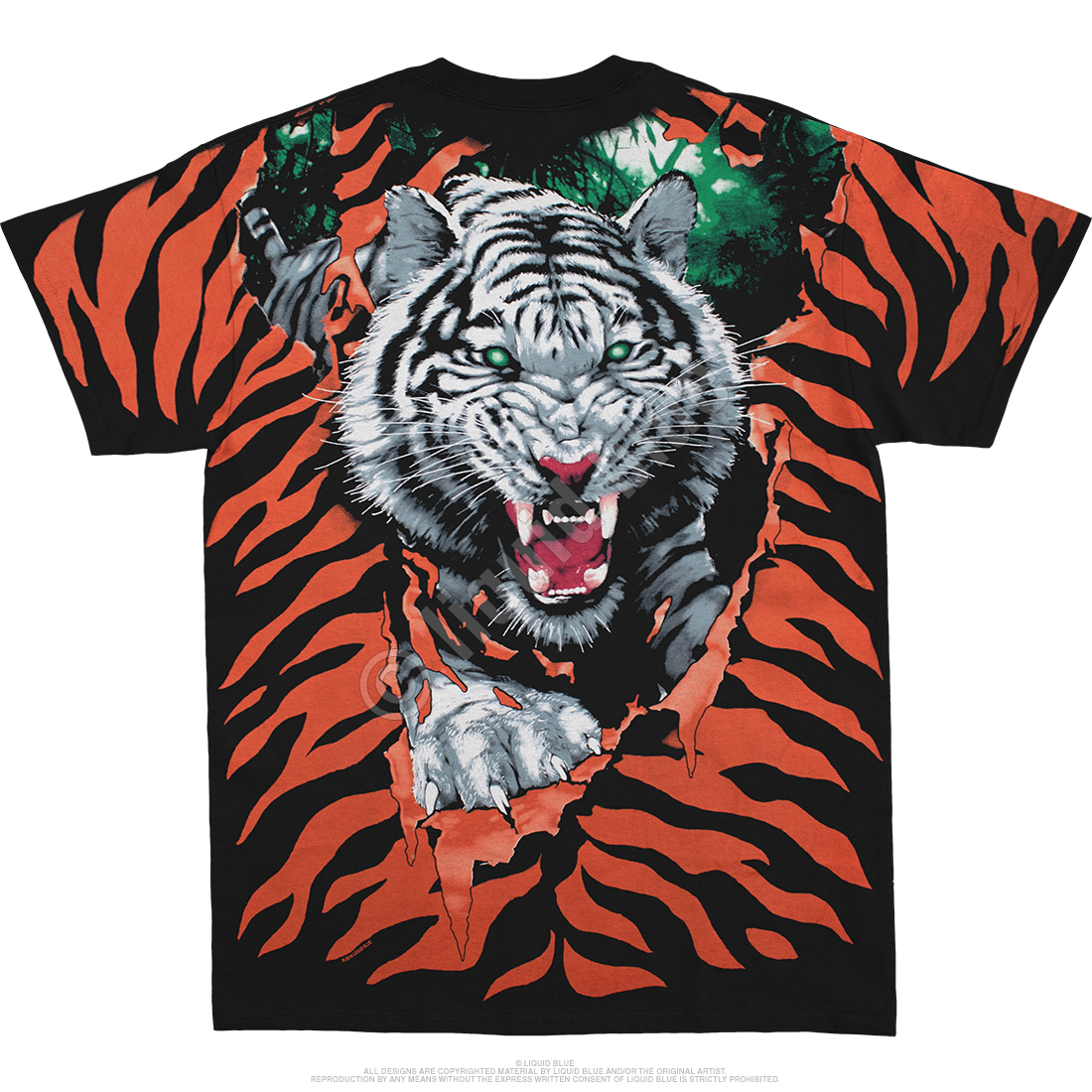 Liquid Blue Angry Tiger Big Face Print T-Shirt Size Medium