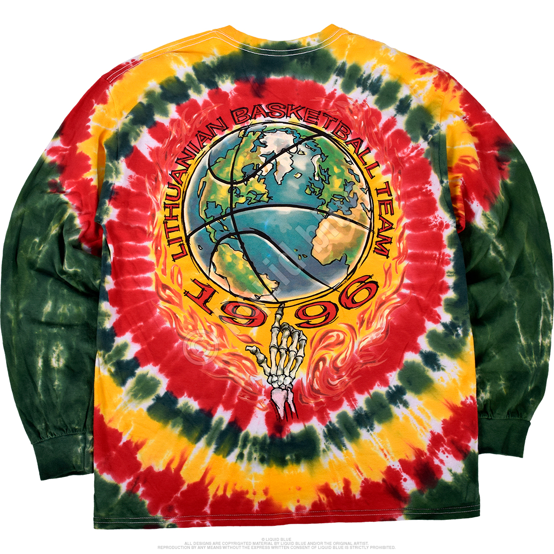 Lithuania Basketball Tie-Dye Long Sleeve T-Shirt Tee Liquid Blue