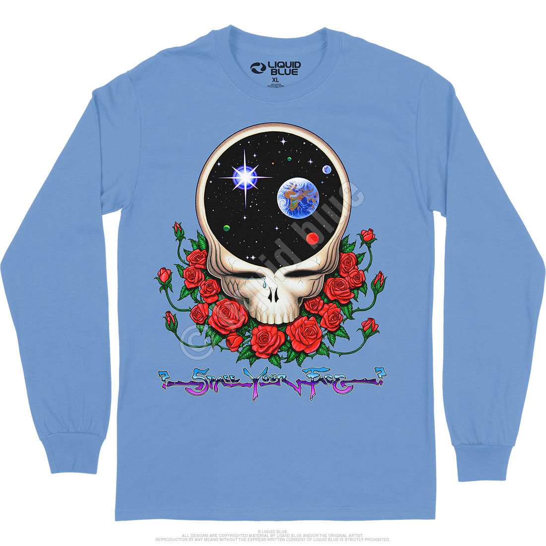 Vintage 1992 Grateful Dead Space Your Face Liquid Blue Long Sleeve T-Shirt