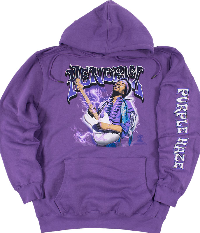 Jimi Hendrix Purple Haze Purple Sleeve Printed Hoodie Liquid Blue