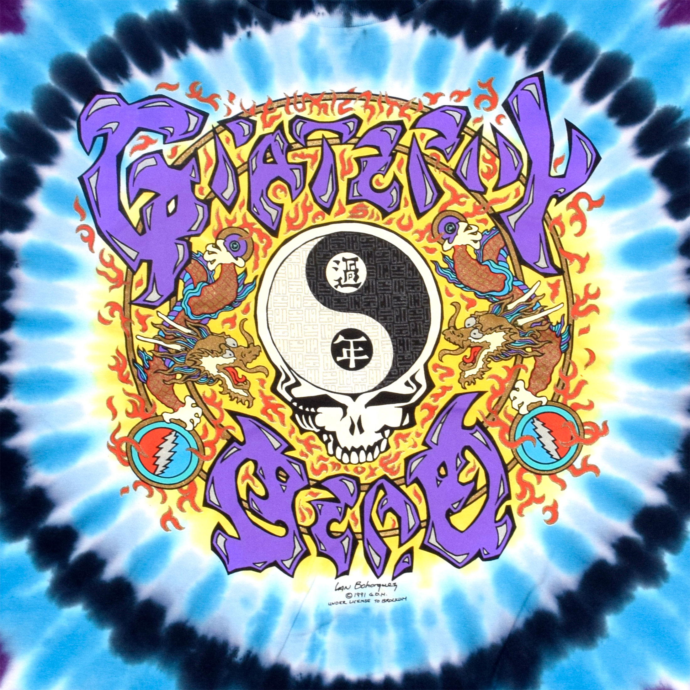 Grateful Dead Chinese New Year Tie-Dye T-Shirt Tee Liquid Blue